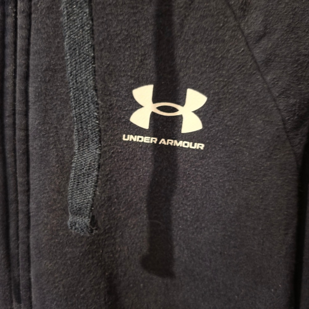 Under Armour Mens Rival Fleece Full Zip Hoodie Navy Blue Small Loose Fit Logo - Picture 3 of 7